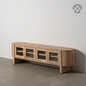 MUEBLE TV NATURAL MADERA DE ACACIA SALÓN 180 X 50 X 40 CM-2