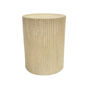Mesa Auxiliar Cilíndrica Imitación Mármol Travertino 42x57 Cm - Imori