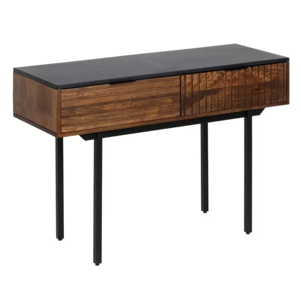 CONSOLA MARRÓN-NEGRO MADERA-HIERRO 110 X 40 X 76 CM-2
