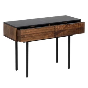 CONSOLA MARRÓN-NEGRO MADERA-HIERRO 110 X 40 X 76 CM-3