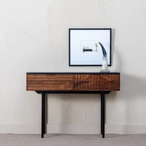 CONSOLA MARRÓN-NEGRO MADERA-HIERRO 110 X 40 X 76 CM-9