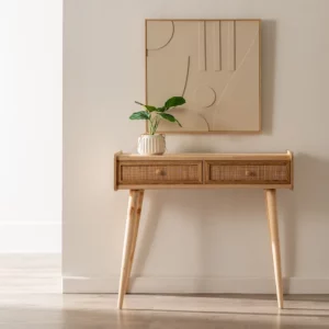 CONSOLA NATURAL MADERA PAULONIA-DM 90 X 35 X 78 CM-7