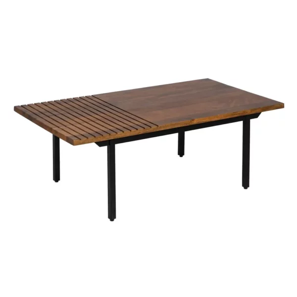 MESA CENTRO MARRÓN-NEGRO MADERA-HIERRO 110 X 60 X 40 CM-1