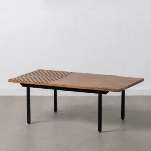 MESA CENTRO MARRÓN-NEGRO MADERA-HIERRO 110 X 60 X 40 CM-2