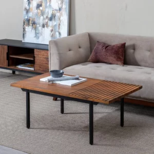 MESA CENTRO MARRÓN-NEGRO MADERA-HIERRO 110 X 60 X 40 CM-7