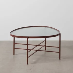 MESA CENTRO TEJA METAL-CRISTAL 78 X 68 X 37 CM-1