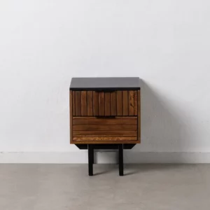 MESITA MARRÓN-NEGRO MADERA-HIERRO 40 X 40 X 50 CM-1