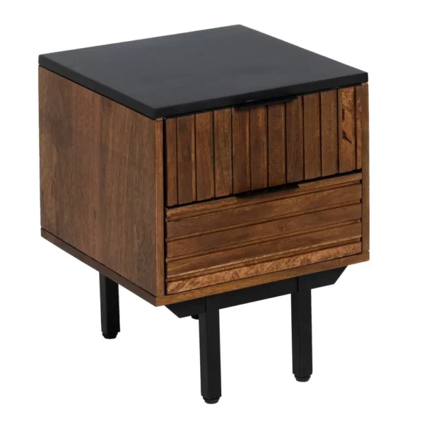 MESITA MARRÓN-NEGRO MADERA-HIERRO 40 X 40 X 50 CM-2