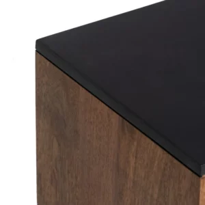 MESITA MARRÓN-NEGRO MADERA-HIERRO 40 X 40 X 50 CM-4