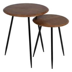 MESITA MARRÓN-NEGRO MADERA-METAL 40 X 40 X 50 CM-2