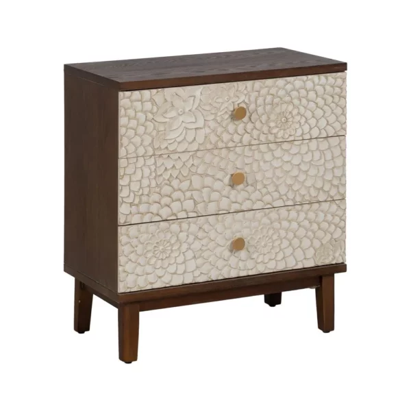 MESITA TALLADA BLANCO-MARRÓN DM-MADERA 64 X 36 X 71 CM-2