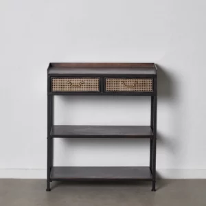 MUEBLE RECIBIDOR NEGRO-MARRÓN METAL 75,50 X 38 X 85 CM-1