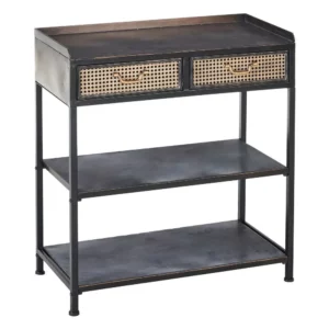 MUEBLE RECIBIDOR NEGRO-MARRÓN METAL 75,50 X 38 X 85 CM-2