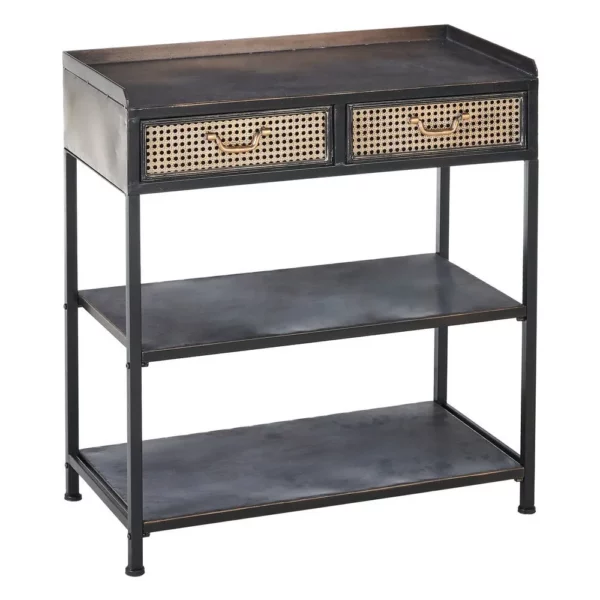 MUEBLE RECIBIDOR NEGRO-MARRÓN METAL 75,50 X 38 X 85 CM-2