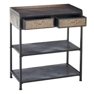 MUEBLE RECIBIDOR NEGRO-MARRÓN METAL 75,50 X 38 X 85 CM-3