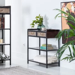 MUEBLE RECIBIDOR NEGRO-MARRÓN METAL 75,50 X 38 X 85 CM-8