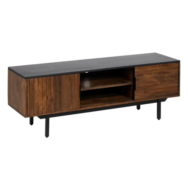 MUEBLE TV MARRÓN-NEGRO MADERA-HIERRO 140 X 40 X 50 CM-2