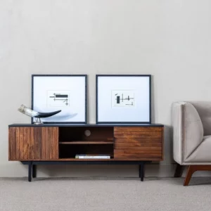 MUEBLE TV MARRÓN-NEGRO MADERA-HIERRO 140 X 40 X 50 CM-9