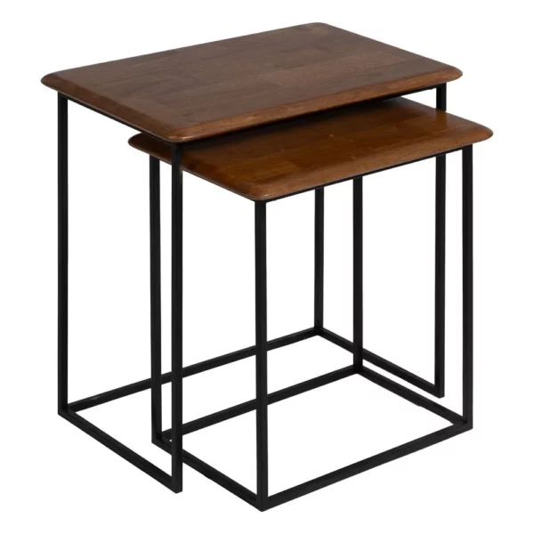 S2 MESITAS MARRÓN-NEGRO MADERA-METAL 60 X 40 X 60 CM-2