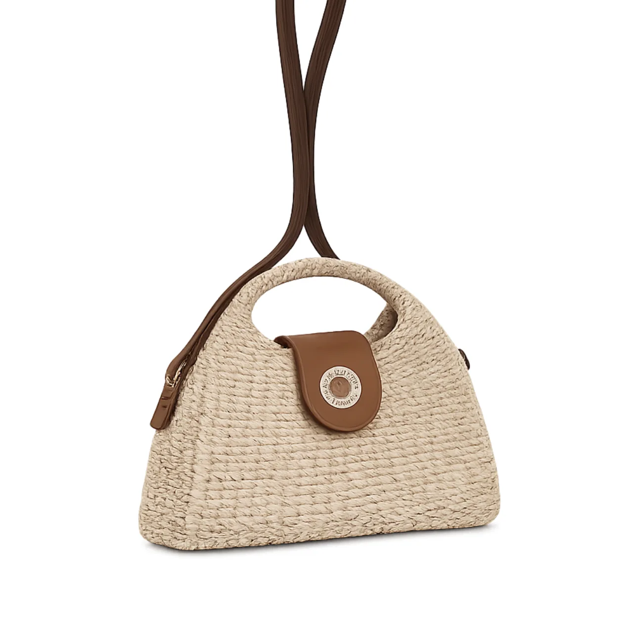 Bolso de mimbre estilo vintage con correa de cuero ajustable y cierre giratorio 30x10x20 - Ideal para verano y outfits boho (1)