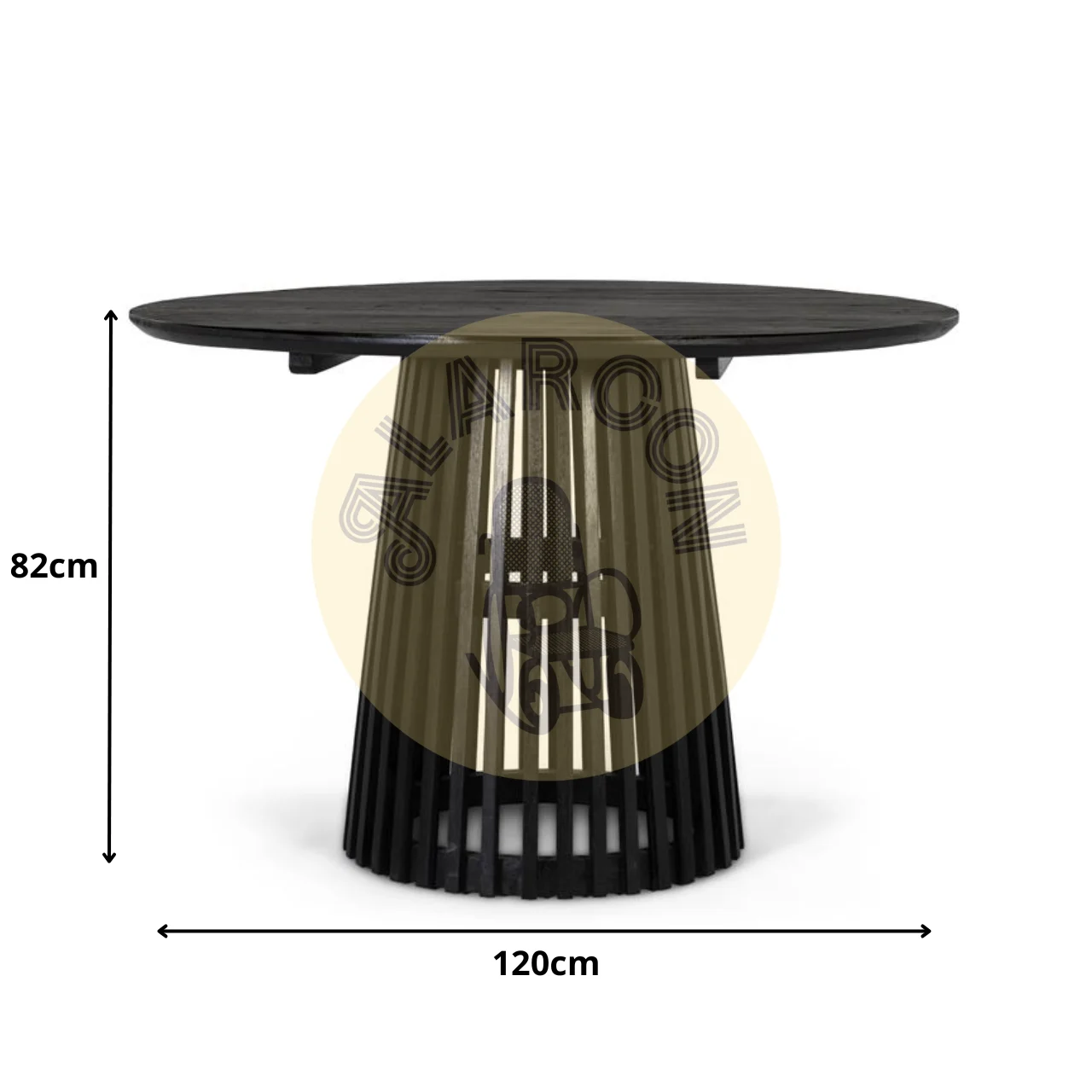 Mesa redonda de comedor en madera maciza mindi color wengué 120 cm-PC (3)