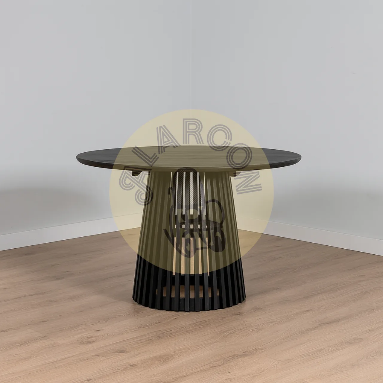 Mesa redonda de comedor en madera maciza mindi color wengué 120 cm-PC (4)