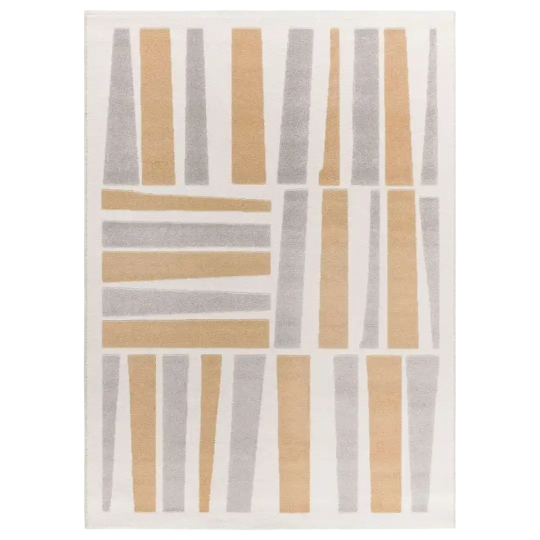 Alfombra Geométrica Con Relieve Flora 12967 19 Plata - Universal