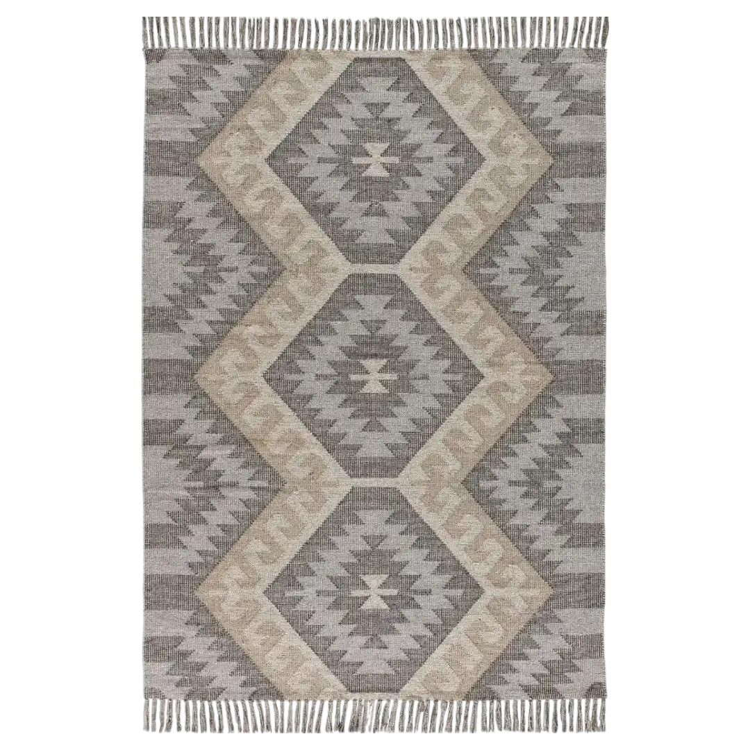Alfombra Kilim con flechos Chandia 1076 14 Gris - Universal
