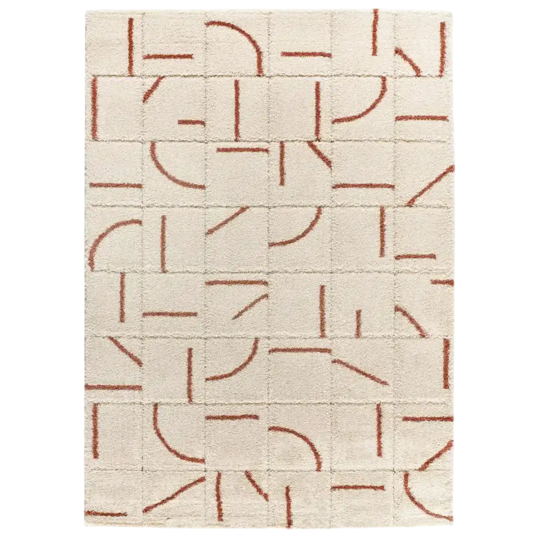 Alfombra Shaggy Estilo Geométrico Brenda 8832 05 Caldera - Universal