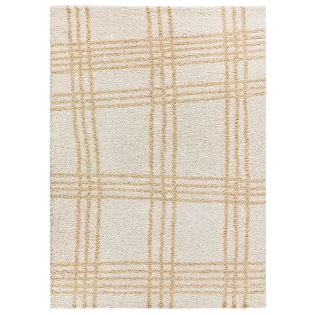 Alfombra Shaggy Estilo Geométrico Helia 8808 02 Beige - Universal