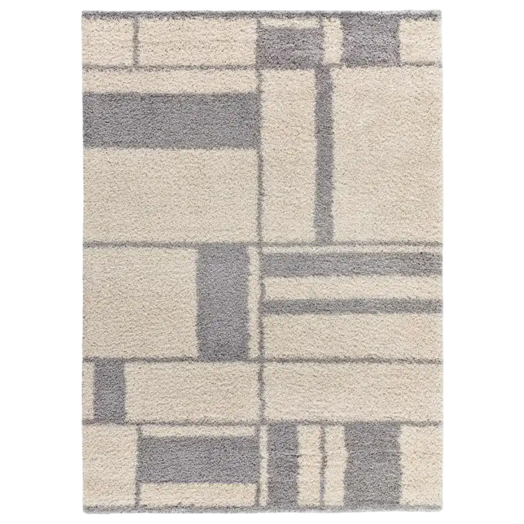 Alfombra Shaggy Estilo Geométrico Helia 8816 19 Plata - Universal