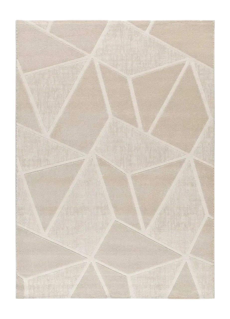 Alfombra geométrica con relieve Sensation 12753 Blanco - Universal