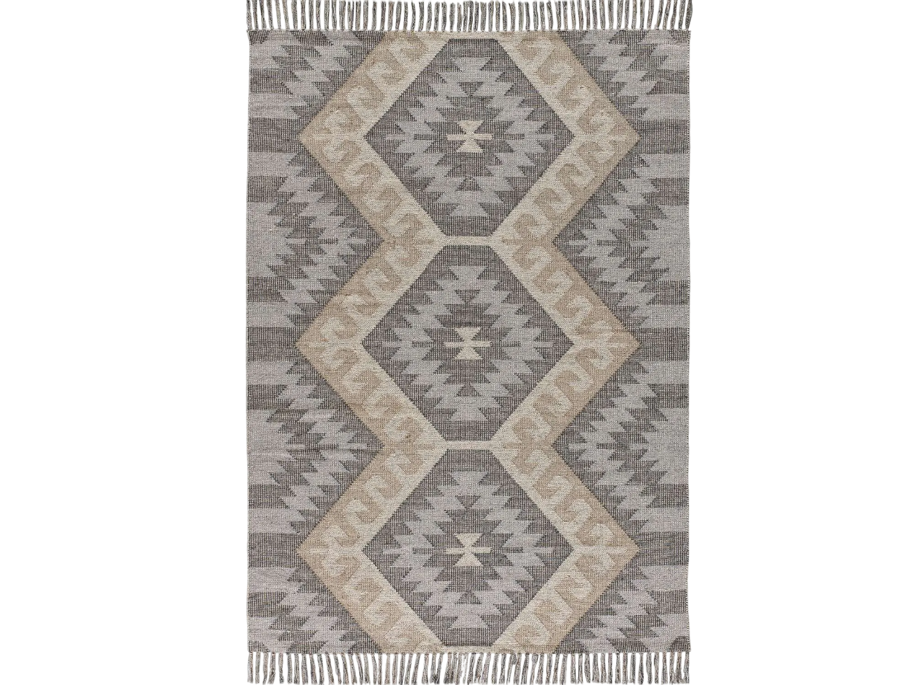 Alfombra Kilim con flechos Chandia 1076 14 Gris - Universal