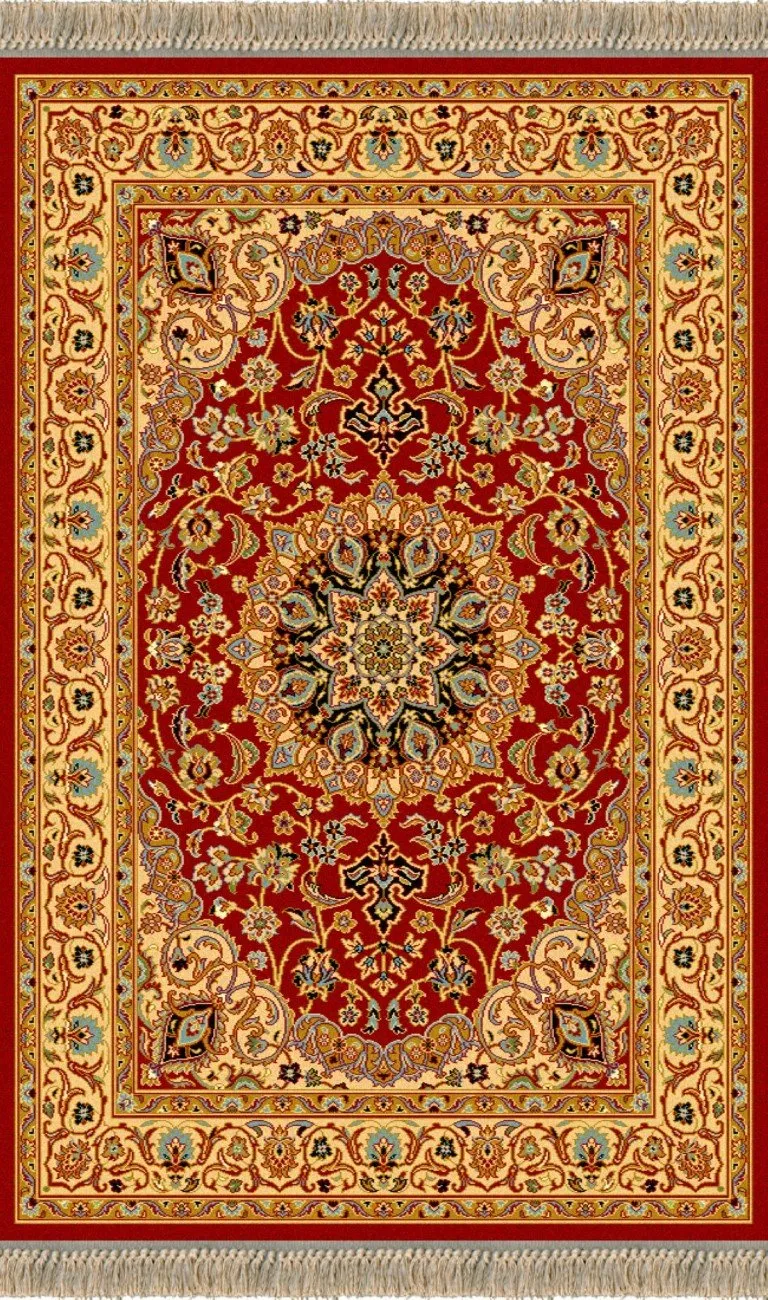 Alfombra de lana mod.Persia estilo NAIN, clásica, fabricada con materiales nobles. 813 Granate - Sualsa