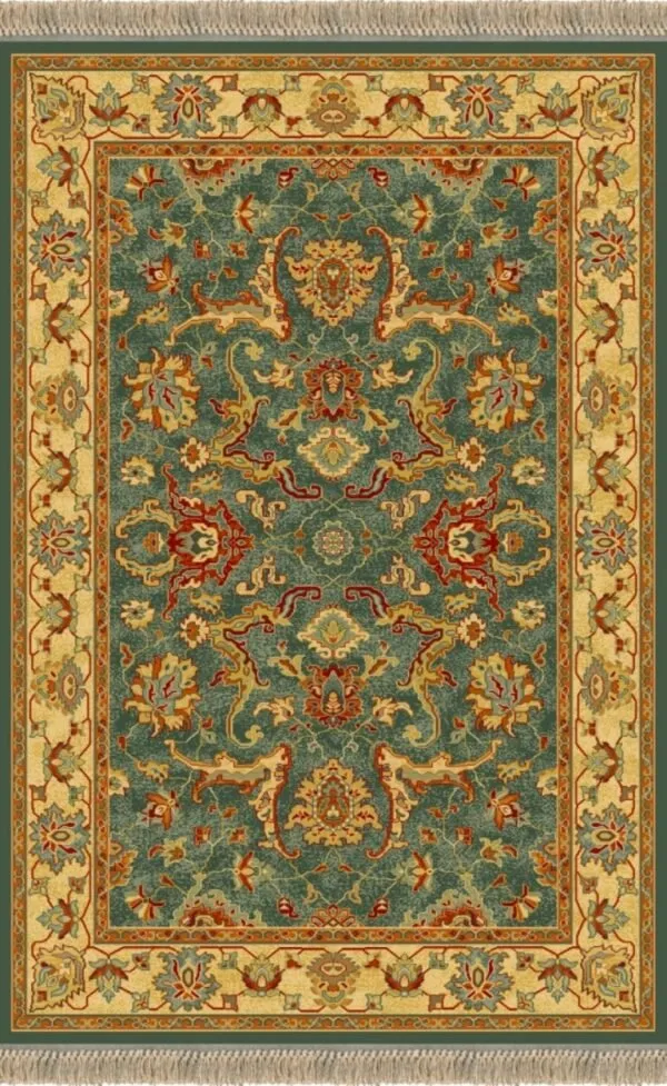 Alfombra de lana mod.Persia estilo ZIGLER, fabricada con materiales nobles. 822 Verde - Sualsa