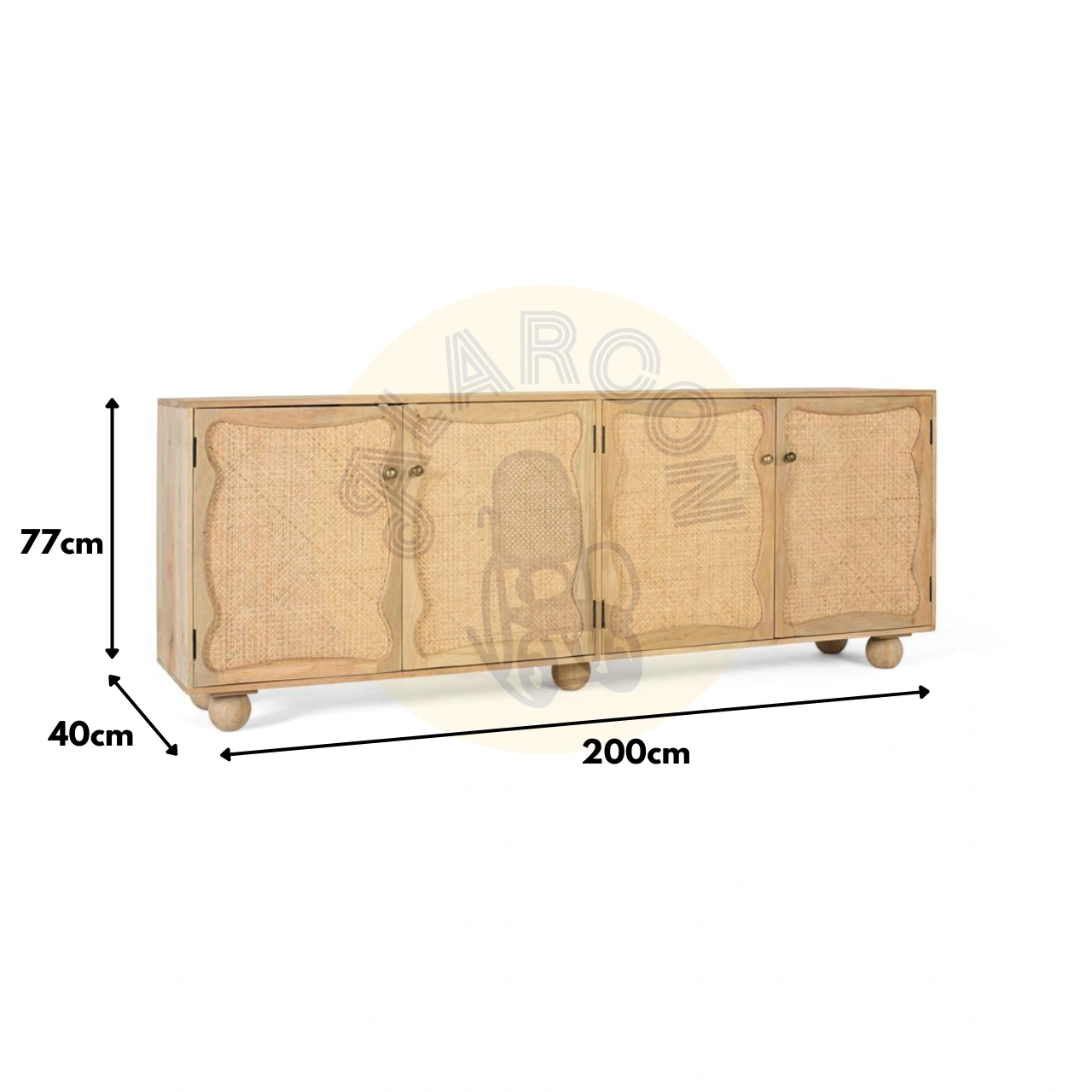 Aparador de Madera de Mango Natural 160x40x51 Cm - Giner y Colomer (1)