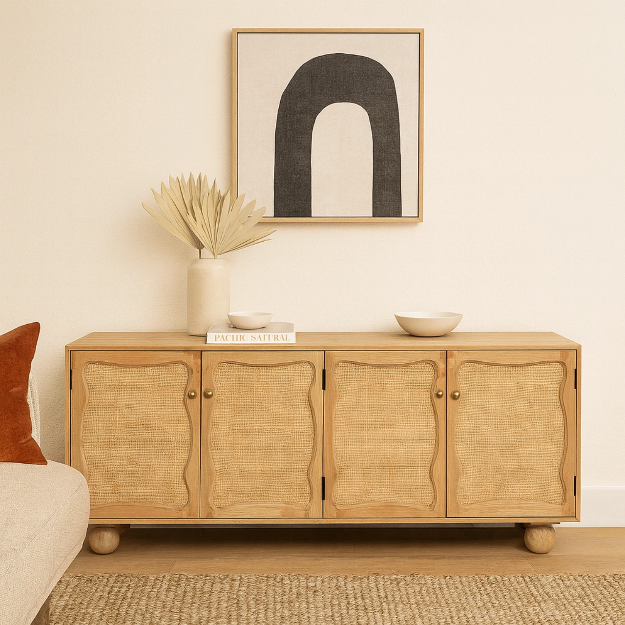 Aparador de Madera de Mango Natural 160x40x51 Cm - Giner y Colomer (2)