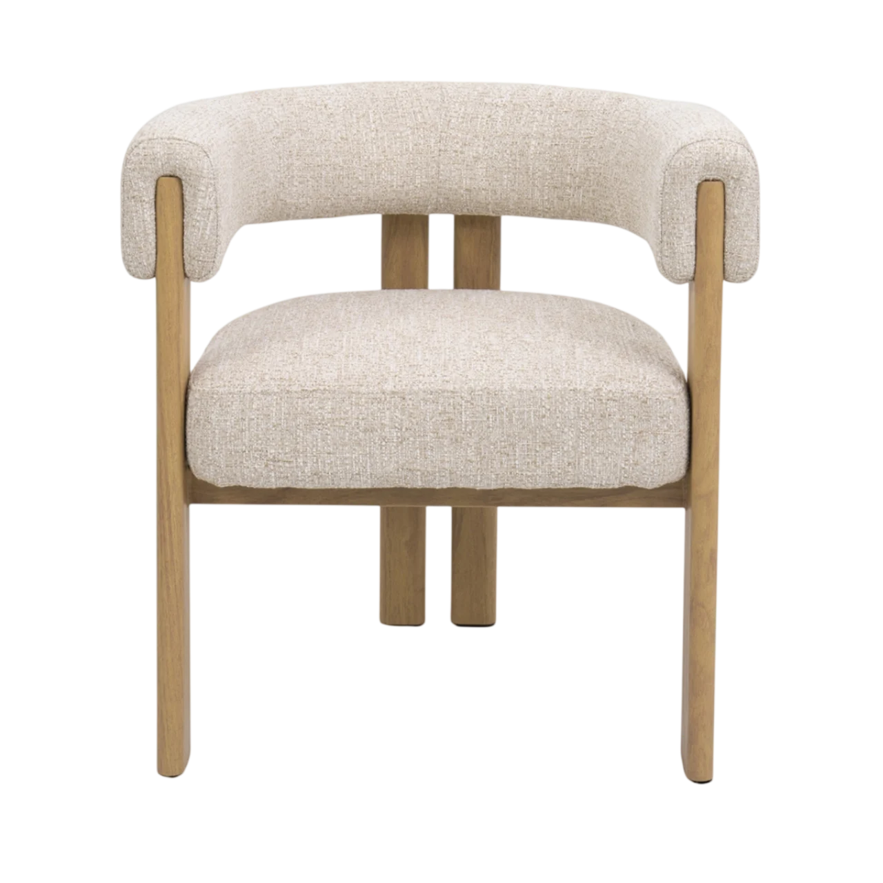 Sillón Tapizado Beige con Estructura Natural – Asiento 47 cm - Poliéster y Metal – 67×60×70 cm