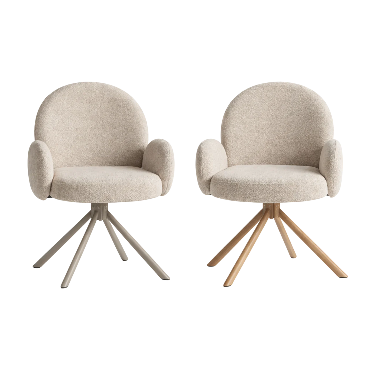 Butaca Giratoria Galayos T. Fancy Beige/Topo con Patas de Madera – 65x61x91 cm