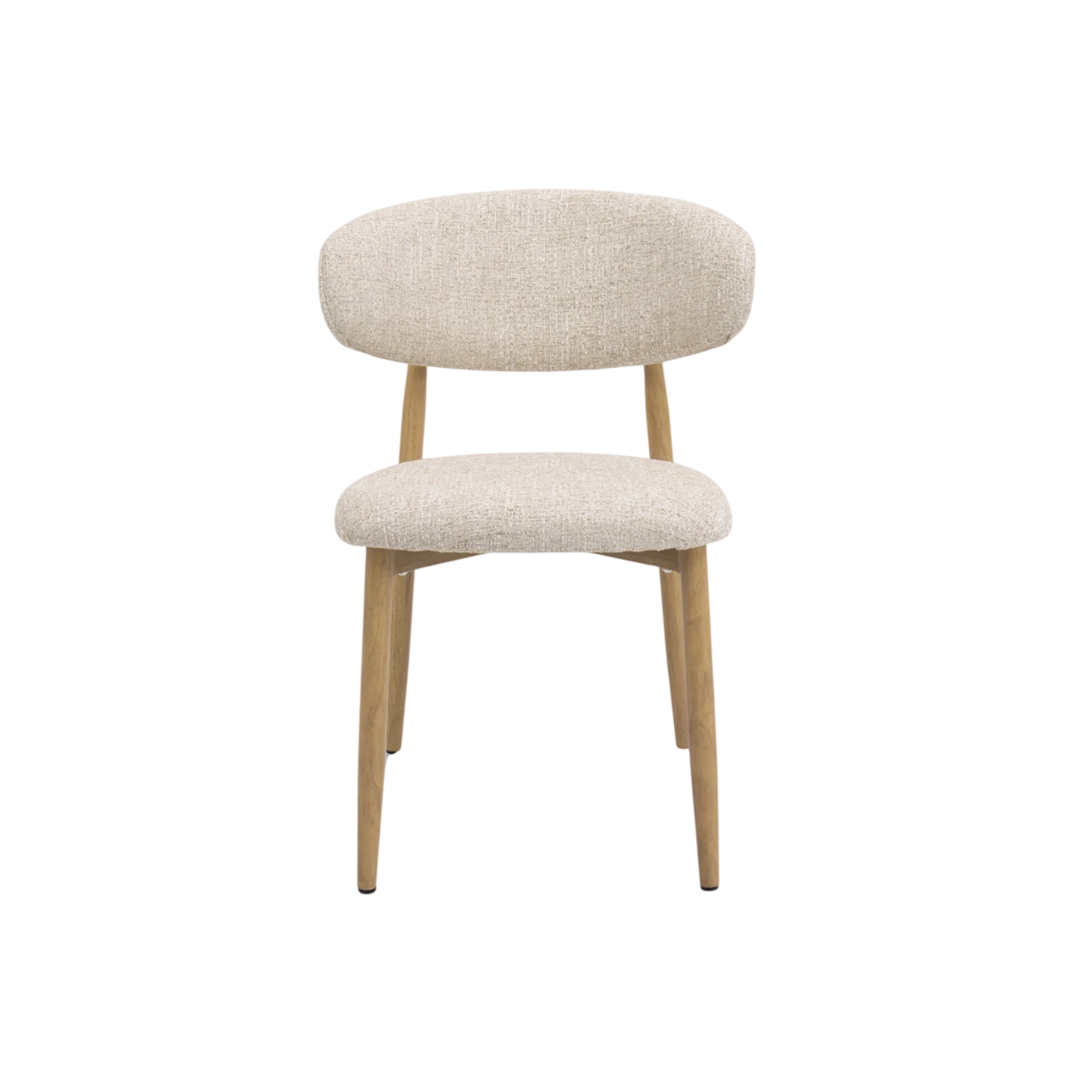 Silla de Comedor Tapizada Beige y Natural con Patas de Metal – 52x56x77 cm