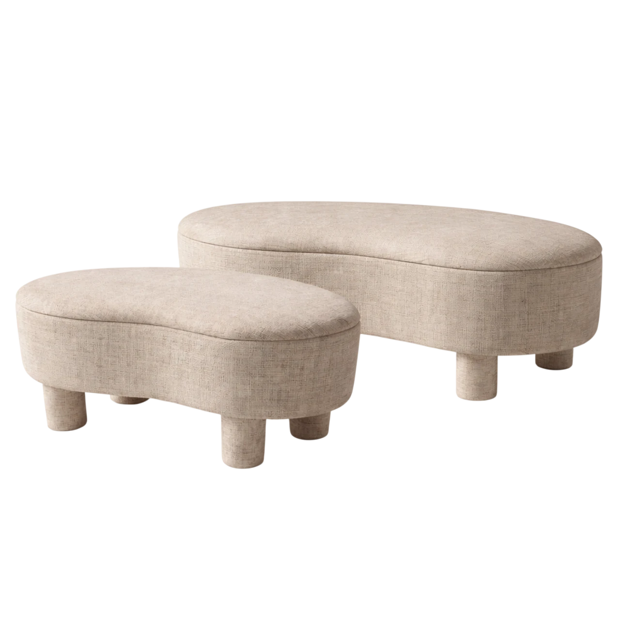 Banco Tapizado Moderno con Almacenaje - Banqueta Decorativa Beige con Patas de 18 cm - 110x60x46 cm