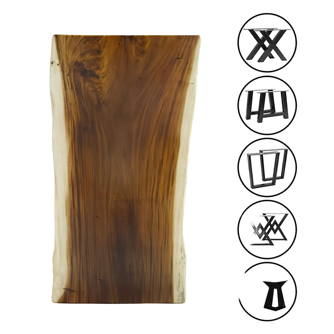 Tablero de mesa Suar madera maciza hecho a mano patas no incluidas 8cm - Moycor - 590020MYC - foto-transparente