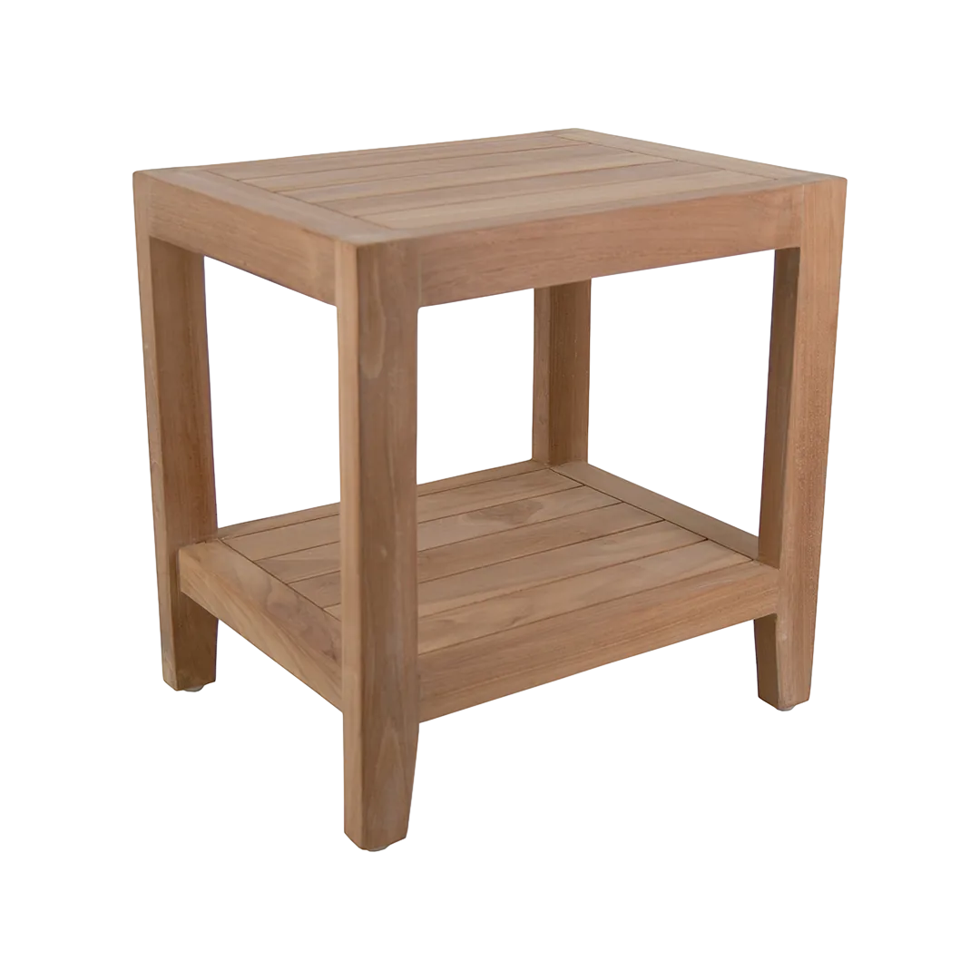 Mesa auxiliar de jardín Brisa en teca 1 estante madera maciza hecha a mano - Moycor - 6049020MYC - foto-transparente