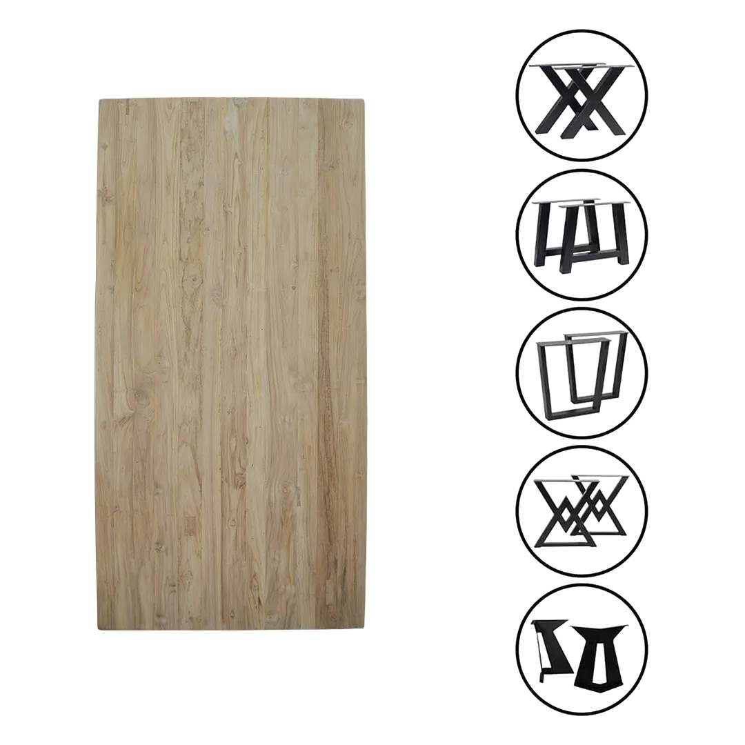 Tablero para mesa teka maciza natural hecho a mano 5cm - Moycor - 674251MYC - foto-transparente