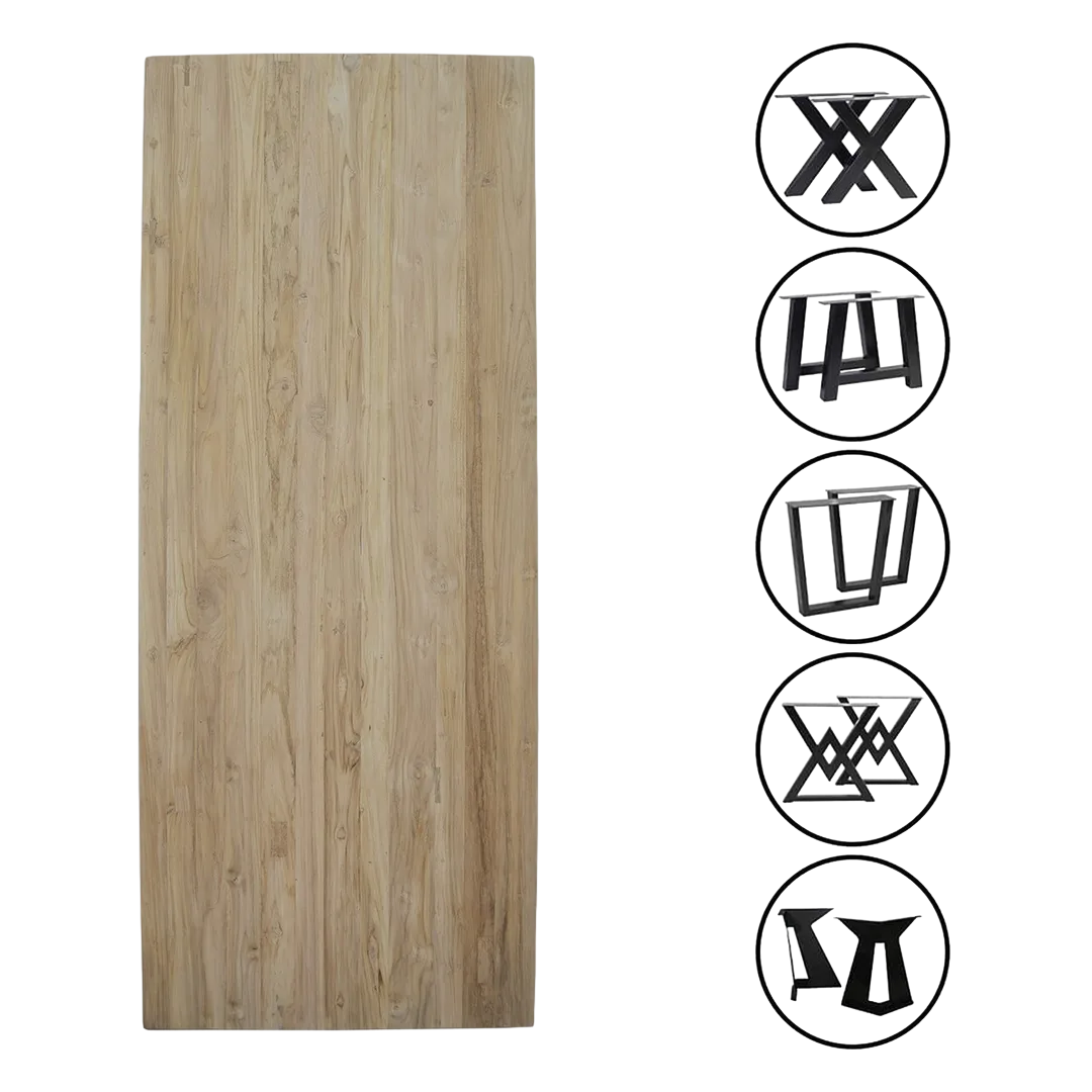 Tablero de mesa de teca maciza natural hecho a mano patas no incluidas 5cm - Moycor - 674252MYC - foto-transparente