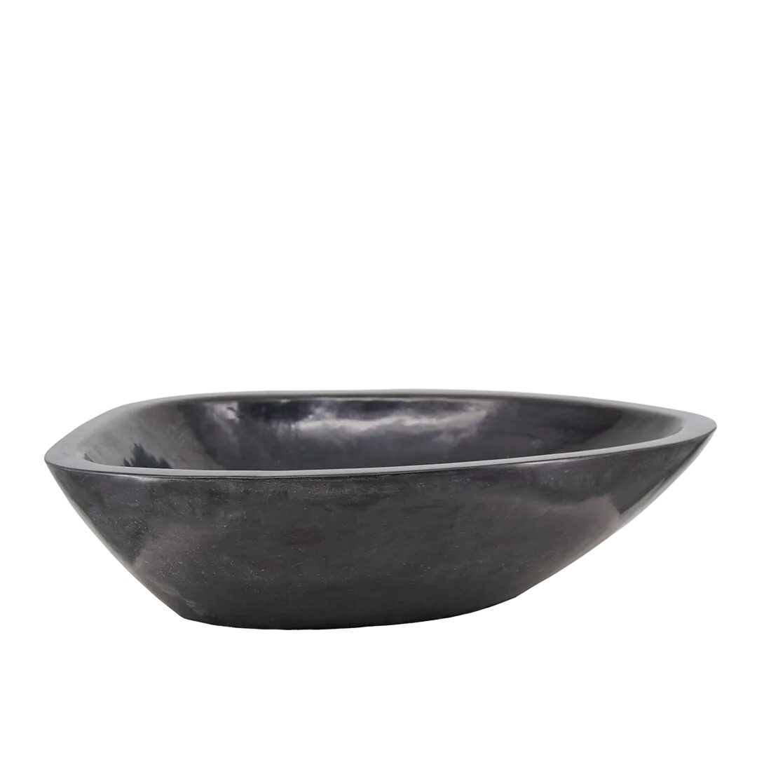 Lavabo de piedra negra natural con vetas únicas pieza única y elegante 55x40x15cm - Moycor - 897027MYC - foto-transparente