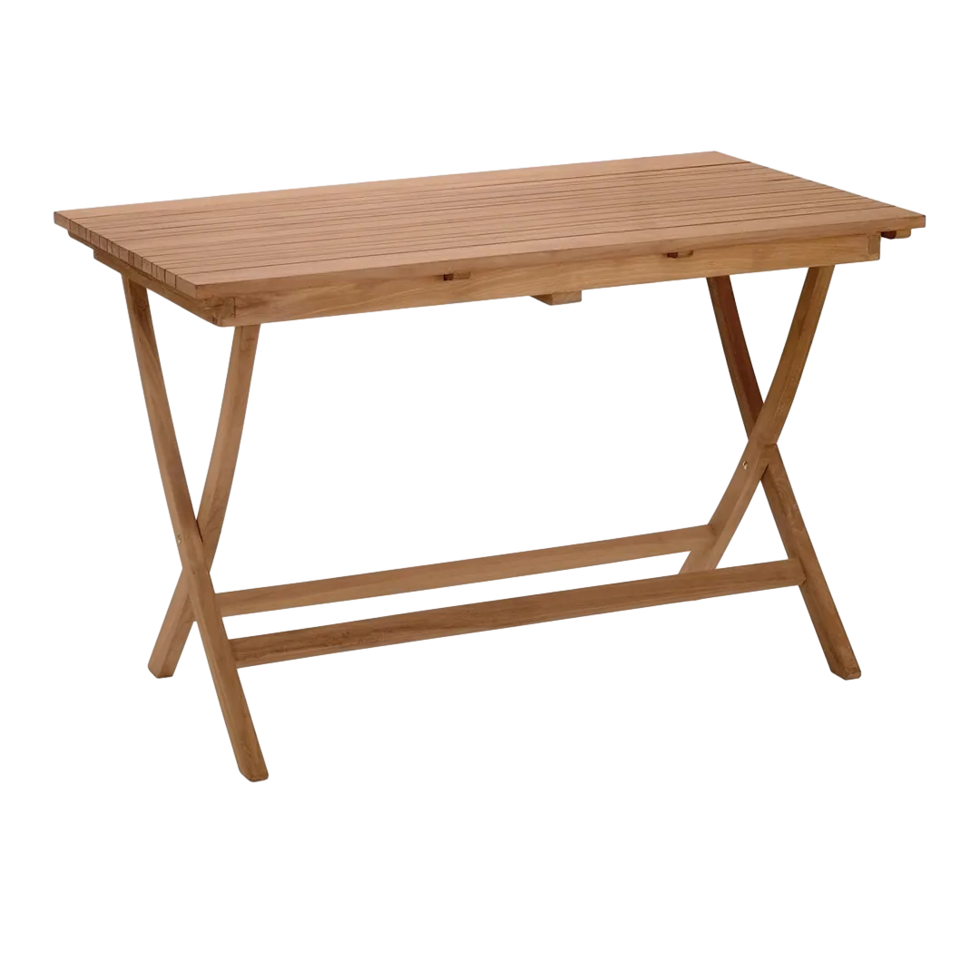 Mesa de jardín plegable de teca acabado natural sin montaje 120x70x76cm - Moycor - 9127MYC - foto-transparente