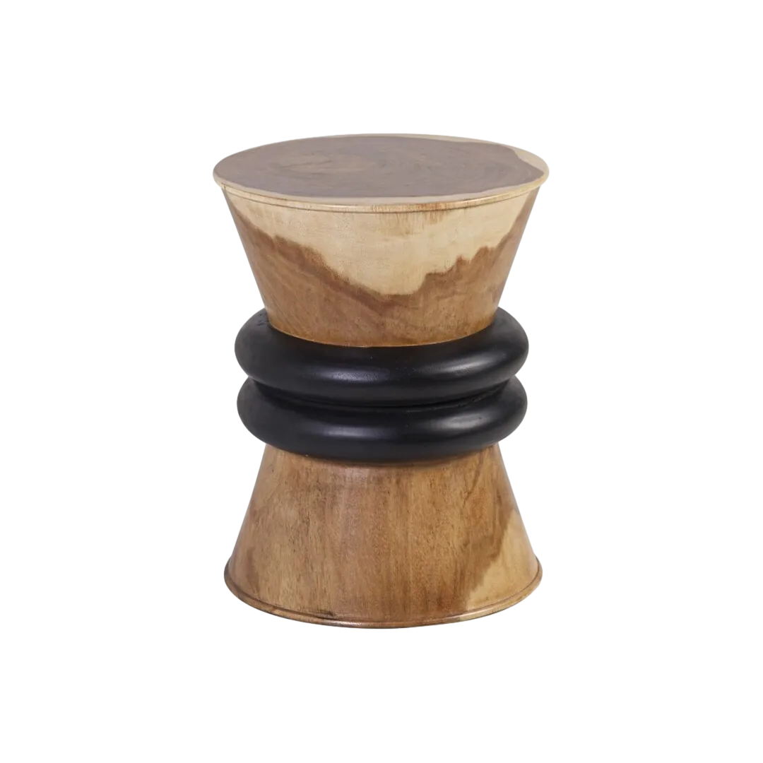 Mesa auxiliar de suar maciza con detalle en negro 35x35x45cm - Moycor - 9470203MYC - foto-transparente