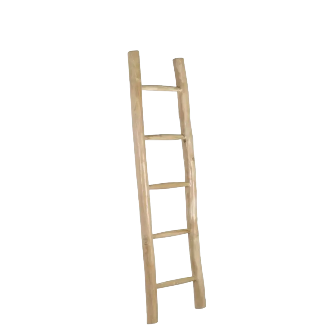 Toallero con forma de escalera de teca maciza artesanal 45x6x150cm - Moycor - 9490201MYC - foto-transparente