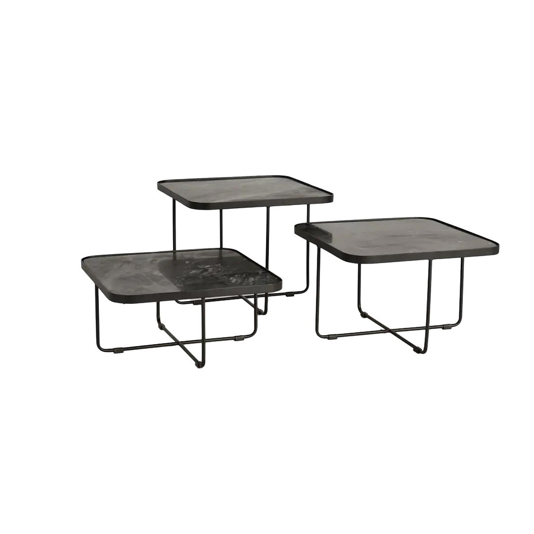 Set de 3 mesas auxiliares cuadradas Faro mármol y metal diseño modular Grande60cm.mediana60cm.pequeña60cmxGrande60cm.mediana60cm.pequeña60cmxGrande48cm.mediana38cm.pequeña28cm Grande 60. mediana 60. pequeña 60xGrande 60. mediana 60. pequeña 60xGrande 48. mediana 38. pequeña 28cm - Giner y Colomer - 1243GYC - foto-transparente